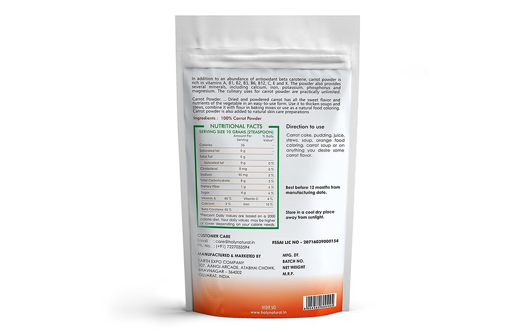 Holy Natural Carrot Powder    Pack  400 grams